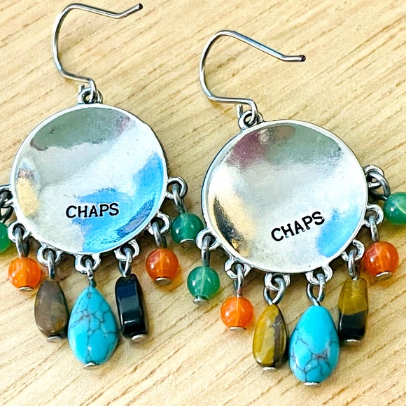 Chaps Ralph Lauren Boho Silver Dangle Earrings - Picture 3 of 8